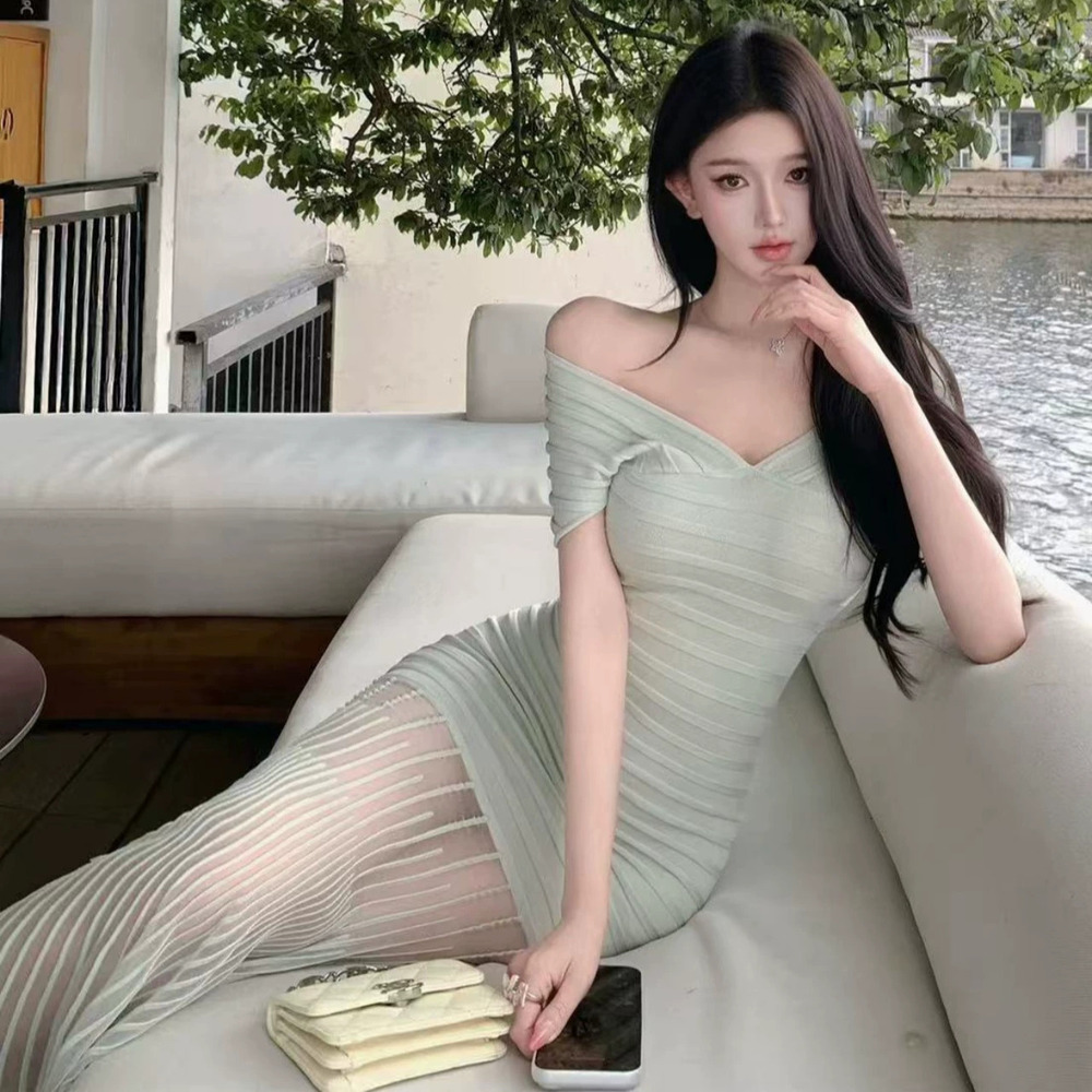 ZARA Wide Collar Slim Fit Long Fishtail Knit Bodycon Dress